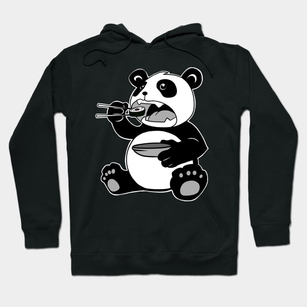 Panda Eating Sushi Cute Japanese Kawaii Panda Hoodie by Dojaja